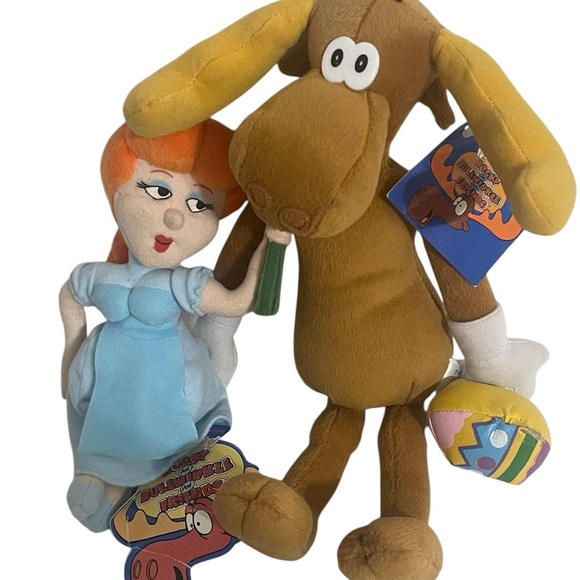 Rocky and Bullwinkle Nell Fenwick and Bullwinkle Small Plush Figure Lot Of 2 - Picture 6 of 14